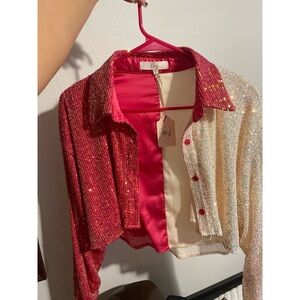 Pink Boutique Sequin Western Crop Top